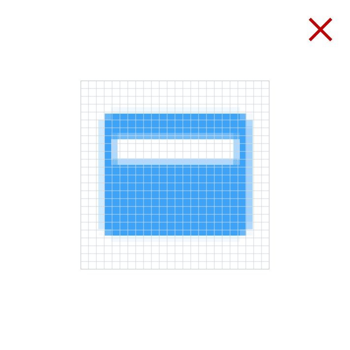 What happens when icons are scaled and no longer align with the pixel grid.